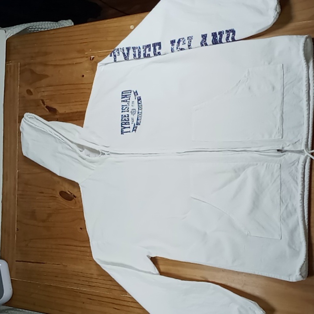 Art On T's White Full Zip Hooded Shacket Tybee Island Yacht Club  Size Medium - Picture 5 of 13